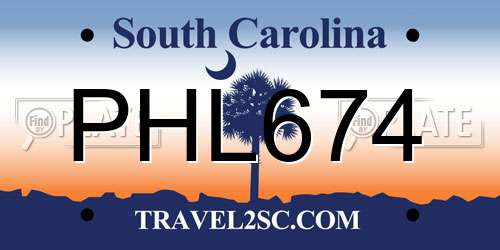 PHL674 South Carolina License Plate