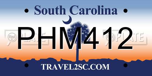 PHM412 South Carolina License Plate