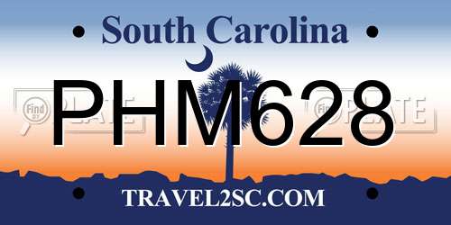 PHM628 South Carolina License Plate