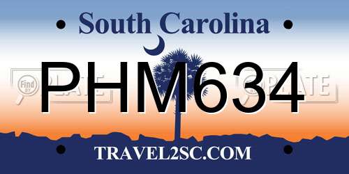 PHM634 South Carolina License Plate
