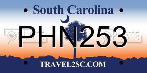PHN253 South Carolina License Plate