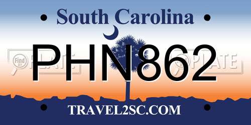 PHN862 South Carolina License Plate