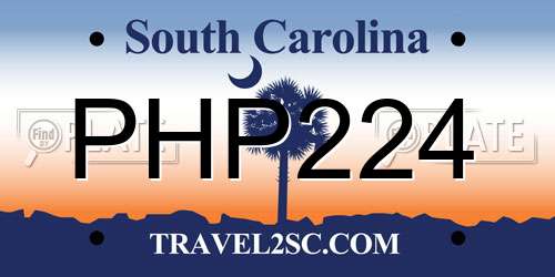PHP224 South Carolina License Plate
