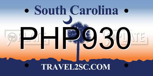 PHP930 South Carolina License Plate