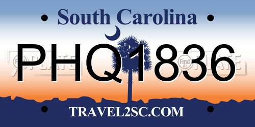 PHQ1836 South Carolina License Plate