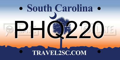 PHQ220 South Carolina License Plate