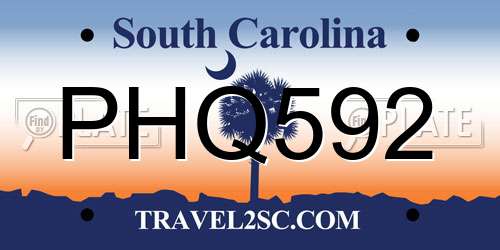PHQ592 South Carolina License Plate
