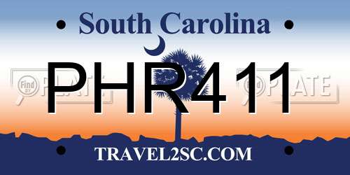 PHR411 South Carolina License Plate