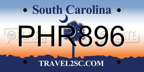 PHR896 South Carolina License Plate