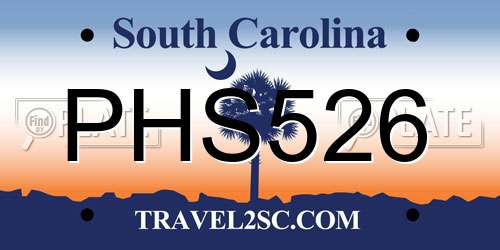 PHS526 South Carolina License Plate