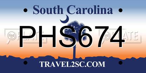 PHS674 South Carolina License Plate