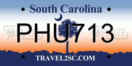 PHU713 South Carolina License Plate