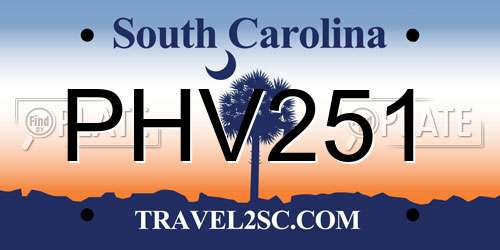 PHV251 South Carolina License Plate