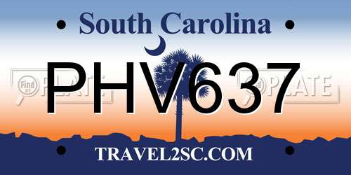 PHV637 South Carolina License Plate