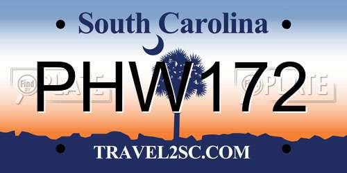 PHW172 South Carolina License Plate