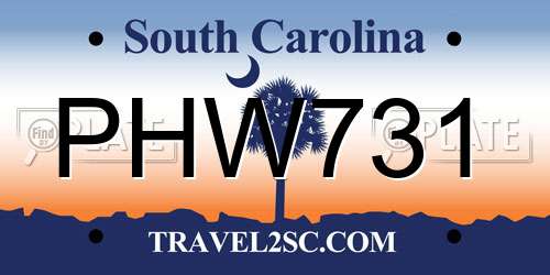 PHW731 South Carolina License Plate