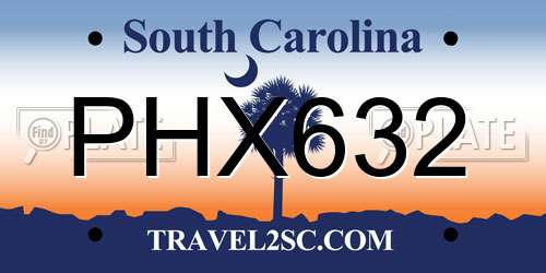 PHX632 South Carolina License Plate