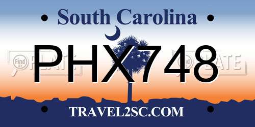 PHX748 South Carolina License Plate