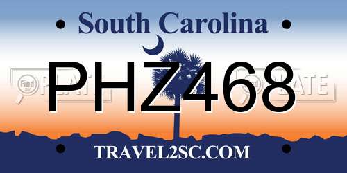PHZ468 South Carolina License Plate