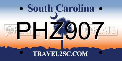 PHZ907 South Carolina License Plate