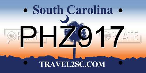 PHZ917 South Carolina License Plate