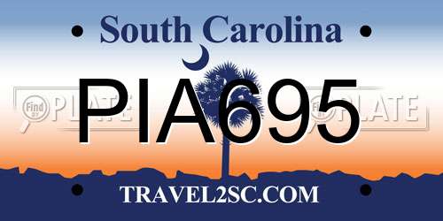 PIA695 South Carolina License Plate