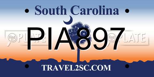 PIA897 South Carolina License Plate