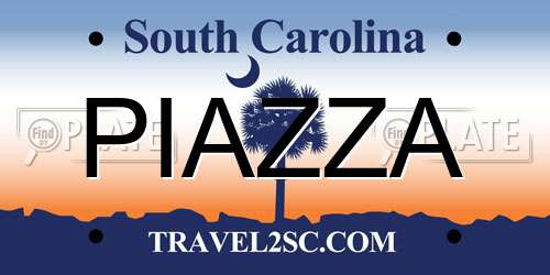 PIAZZA South Carolina License Plate