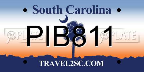 PIB811 South Carolina License Plate