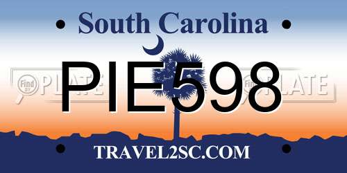 PIE598 South Carolina License Plate