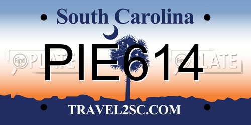 PIE614 South Carolina License Plate