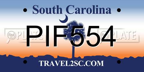 PIF554 South Carolina License Plate