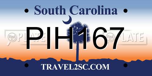PIH167 South Carolina License Plate