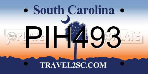 PIH493 South Carolina License Plate