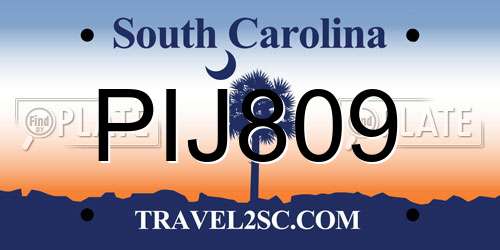 PIJ809 South Carolina License Plate