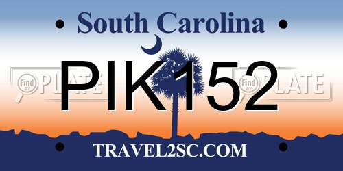 PIK152 South Carolina License Plate
