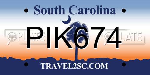 PIK674 South Carolina License Plate