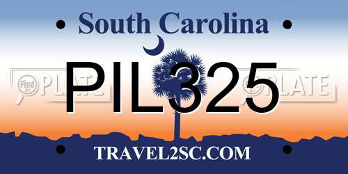 PIL325 South Carolina License Plate