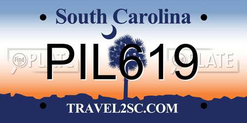 PIL619 South Carolina License Plate