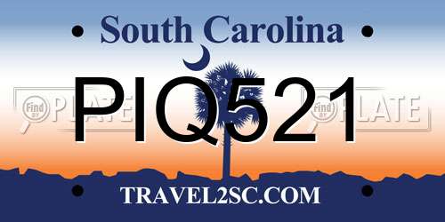 PIQ521 South Carolina License Plate