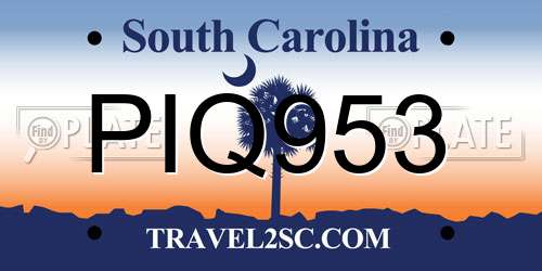 PIQ953 South Carolina License Plate