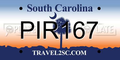PIR167 South Carolina License Plate