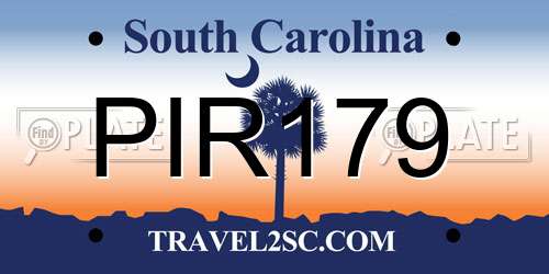 PIR179 South Carolina License Plate