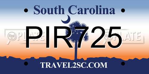 PIR725 South Carolina License Plate