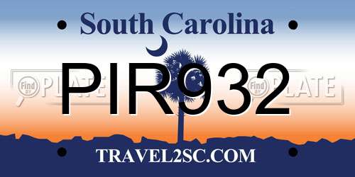 PIR932 South Carolina License Plate
