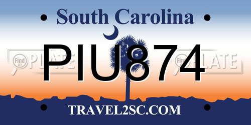 PIU874 South Carolina License Plate