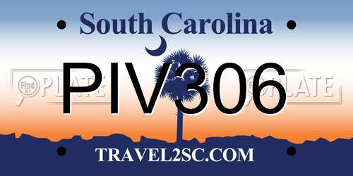 PIV306 South Carolina License Plate