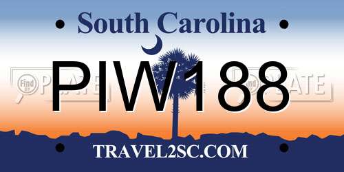 PIW188 South Carolina License Plate