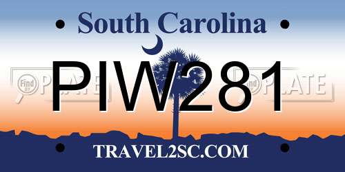 PIW281 South Carolina License Plate