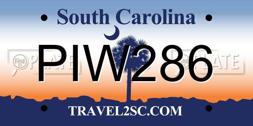 PIW286 South Carolina License Plate